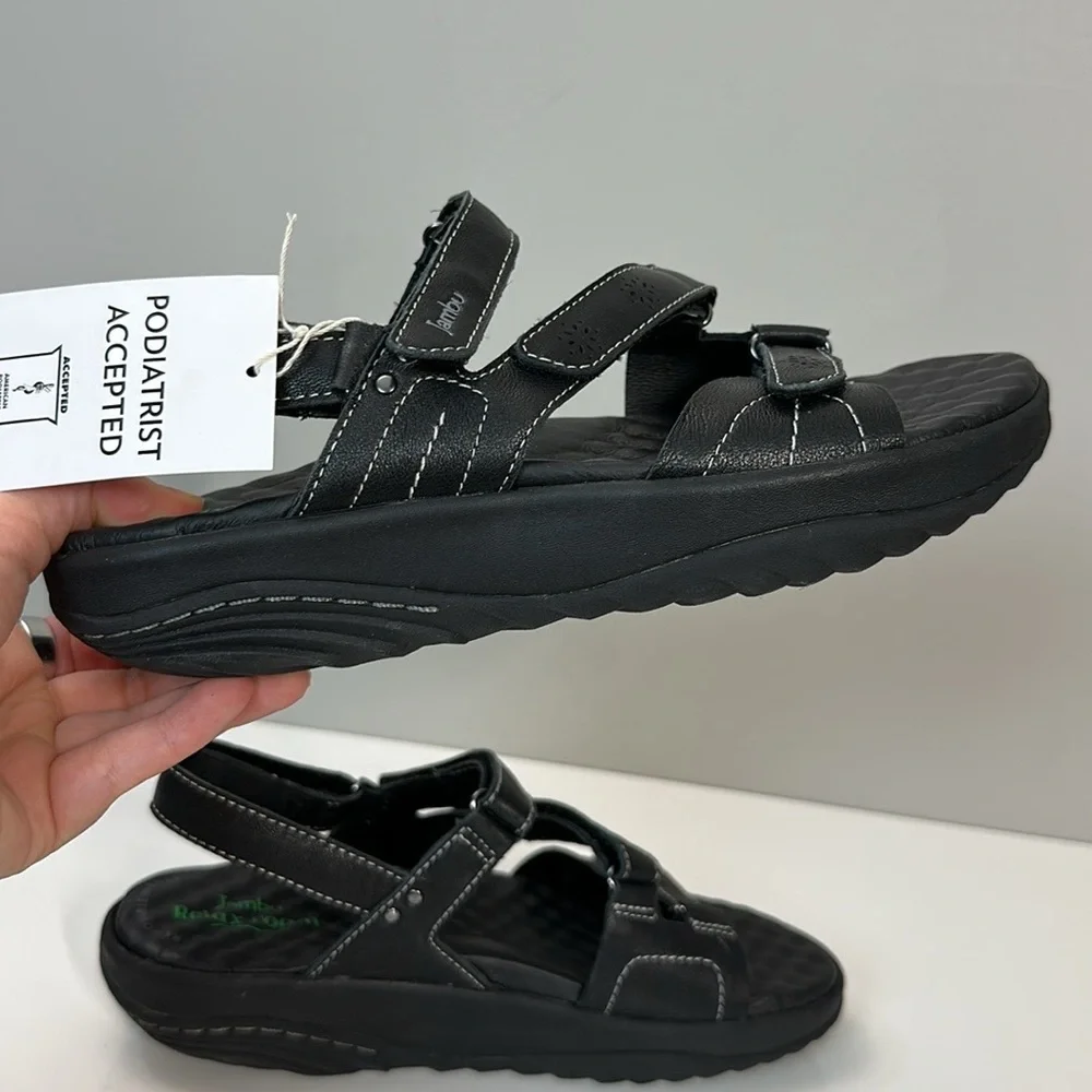 NWT Jambu Black Leather Ruby Relax Foam Sandals Size 9